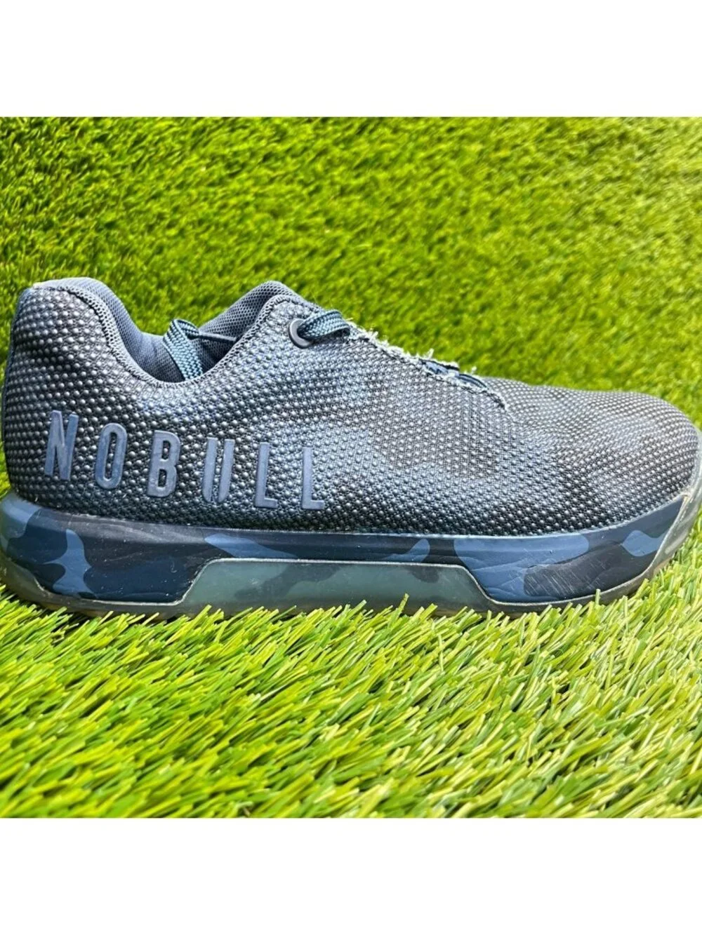 Nobull Outwork Trainer Womens Size 8 Blue Camo Athletic Running Shoes Sneakers
